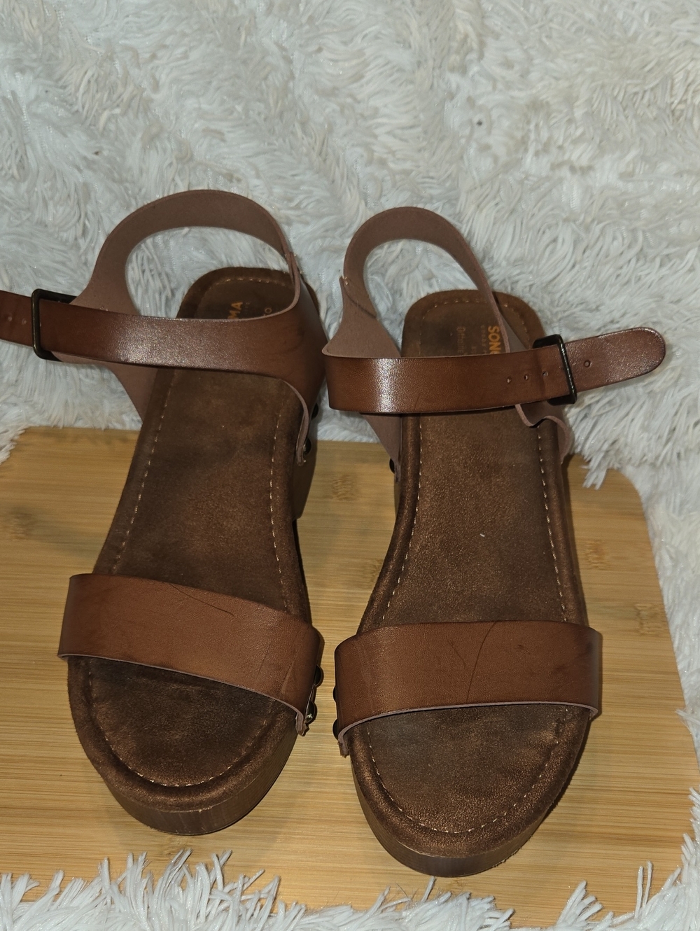 Women's Tan Ankle-Strap Platform Sandals